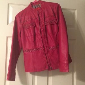 Leather pink jacket